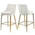 luxury high chair bar stool gold velvet Modern with back